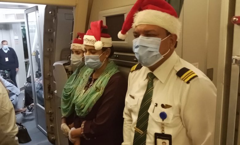 The national airline celebrates Christmas during the flight