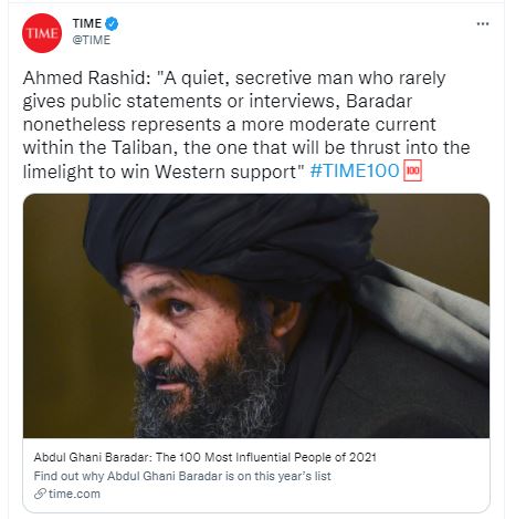 Taliban's Mullah Abdul Ghani Baradar added in Time's 100 most influential people